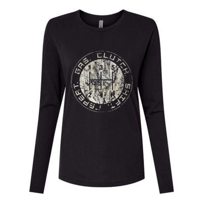 retro Gas. Clutch. Gap. Repeat. Drivers Stick Shift 5 Speed Womens Cotton Relaxed Long Sleeve T-Shirt