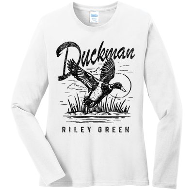 Riley Green Country Music Singer Duckman Ladies Long Sleeve Shirt