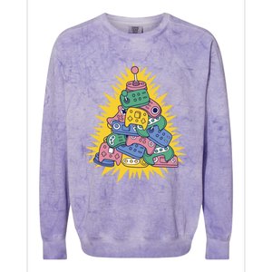 Retro Gamer Controller Christmas Tree Meaningful Gift Colorblast Crewneck Sweatshirt