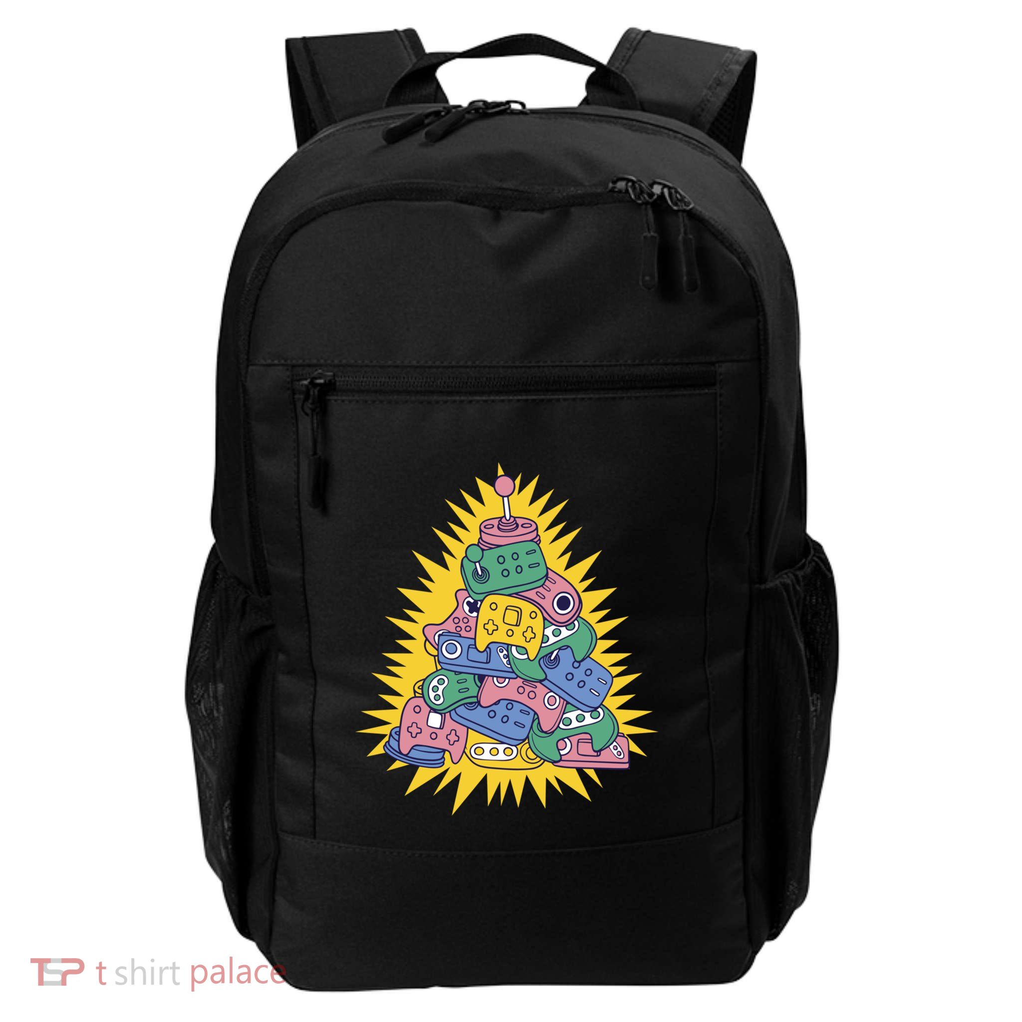 Retro Gamer Controller Christmas Tree Meaningful Gift Daily Commute Backpack
