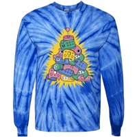 Retro Gamer Controller Christmas Tree Meaningful Gift Tie-Dye Long Sleeve Shirt