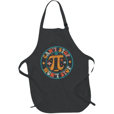 Retro Groovy Can'T Stop Pi Won'T Stop Pi Day Math Teachers Full-Length Apron With Pockets