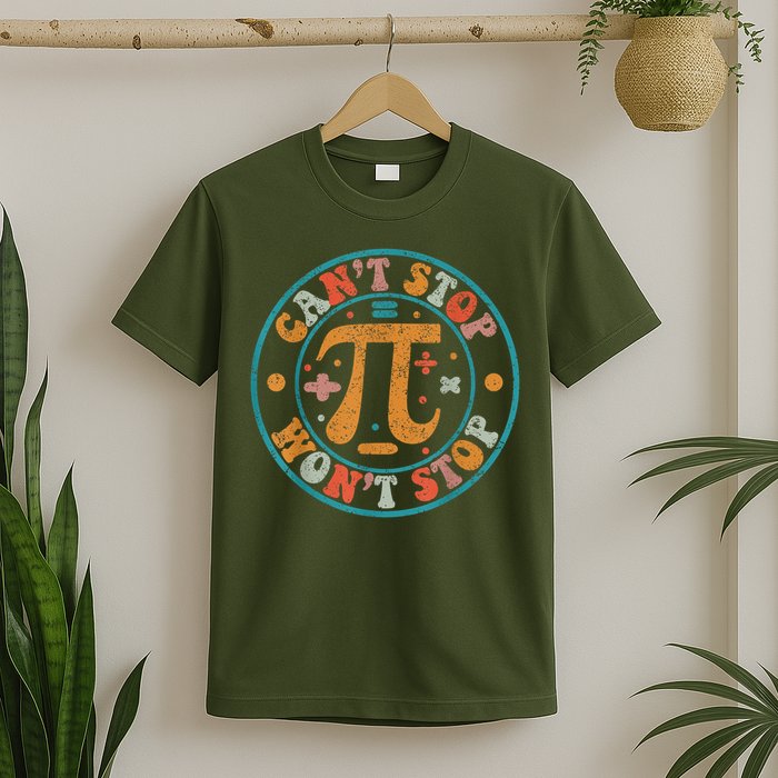Retro Groovy Can'T Stop Pi Won'T Stop Pi Day Math Teachers T-Shirt