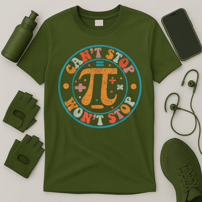 Retro Groovy Can'T Stop Pi Won'T Stop Pi Day Math Teachers T-Shirt
