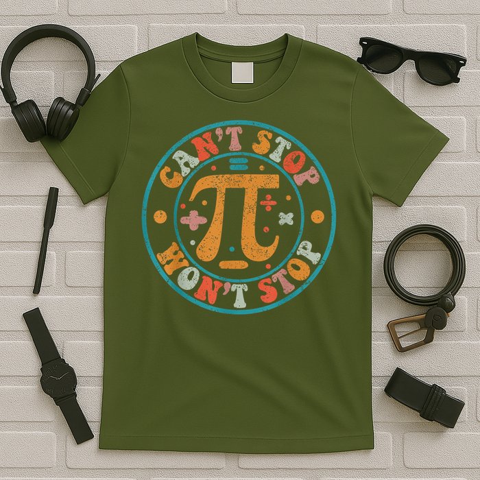 Retro Groovy Can'T Stop Pi Won'T Stop Pi Day Math Teachers T-Shirt