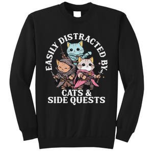 Rpg Gamer Cats Side Quest Distracted Nerdy Tabletop Fun Sweatshirt