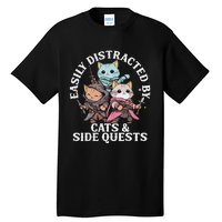 Rpg Gamer Cats Side Quest Distracted Nerdy Tabletop Fun Tall T-Shirt