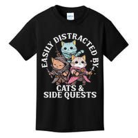 Rpg Gamer Cats Side Quest Distracted Nerdy Tabletop Fun Kids T-Shirt