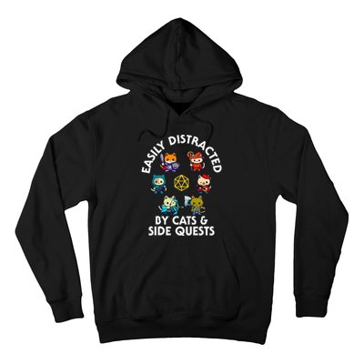 Rpg Gamer Cats Side Quests D20 Dice Nerdy Cat Hoodie