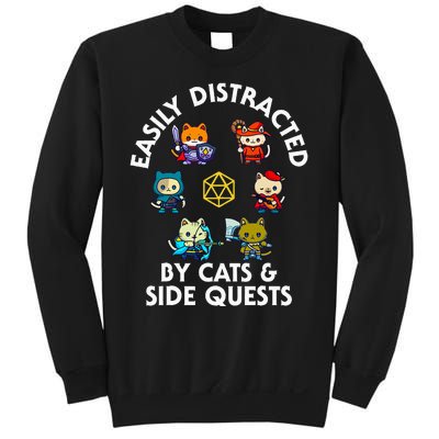 Rpg Gamer Cats Side Quests D20 Dice Nerdy Cat Sweatshirt