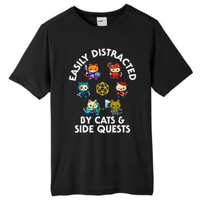 Rpg Gamer Cats Side Quests D20 Dice Nerdy Cat Tall Fusion ChromaSoft Performance T-Shirt