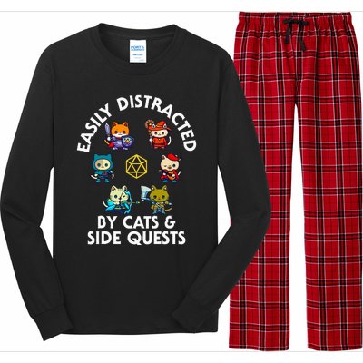 Rpg Gamer Cats Side Quests D20 Dice Nerdy Cat Long Sleeve Pajama Set