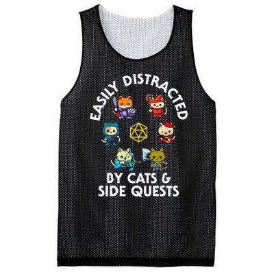 Rpg Gamer Cats Side Quests D20 Dice Nerdy Cat Mesh Reversible Basketball Jersey Tank