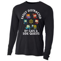 Rpg Gamer Cats Side Quests D20 Dice Nerdy Cat Cooling Performance Long Sleeve Crew