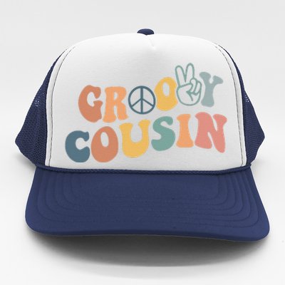 Retro Groovy Cousin Matching Family 1st Birthday Party Trucker Hat