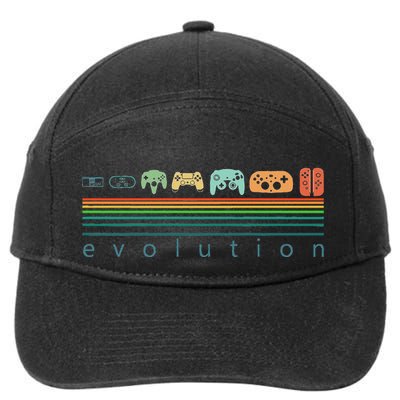 Retro Game Controller Evolution 80s 90s Game Lover 7-Panel Snapback Hat