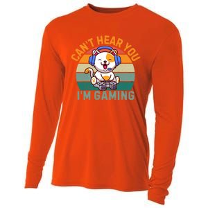 Retro Gamer CanT Hear You IM Gaming Funny Cat Headset Meaningful Gift Cooling Performance Long Sleeve Crew