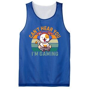 Retro Gamer CanT Hear You IM Gaming Funny Cat Headset Meaningful Gift Mesh Reversible Basketball Jersey Tank