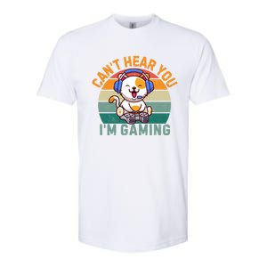 Retro Gamer CanT Hear You IM Gaming Funny Cat Headset Meaningful Gift Softstyle CVC T-Shirt