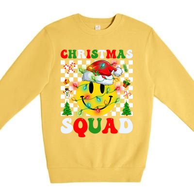 Retro Groovy Christmas Squad Santa Claus Smile Face Xmas Pjs Gift Premium Crewneck Sweatshirt