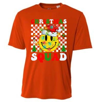 Retro Groovy Christmas Squad Santa Claus Smile Face Xmas Pjs Gift Cooling Performance Crew T-Shirt