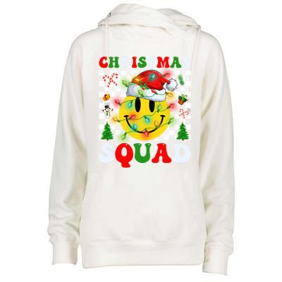 Retro Groovy Christmas Squad Santa Claus Smile Face Xmas Pjs Gift Womens Funnel Neck Pullover Hood