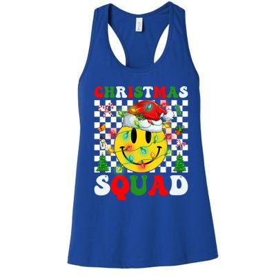 Retro Groovy Christmas Squad Santa Claus Smile Face Xmas Pjs Gift Women's Racerback Tank