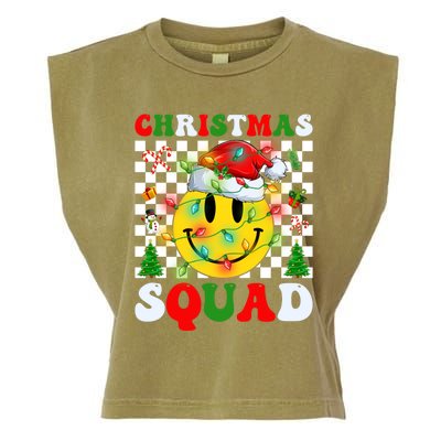 Retro Groovy Christmas Squad Santa Claus Smile Face Xmas Pjs Gift Garment-Dyed Women's Muscle Tee