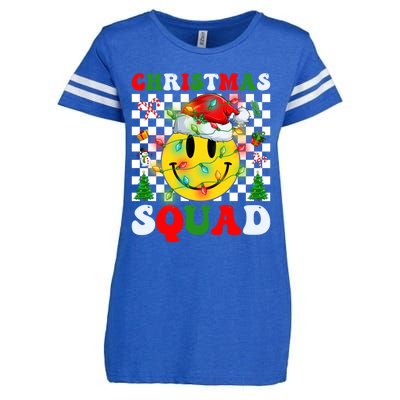 Retro Groovy Christmas Squad Santa Claus Smile Face Xmas Pjs Gift Enza Ladies Jersey Football T-Shirt