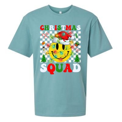 Retro Groovy Christmas Squad Santa Claus Smile Face Xmas Pjs Gift Sueded Cloud Jersey T-Shirt