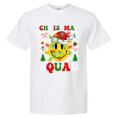 Retro Groovy Christmas Squad Santa Claus Smile Face Xmas Pjs Gift Garment-Dyed Heavyweight T-Shirt