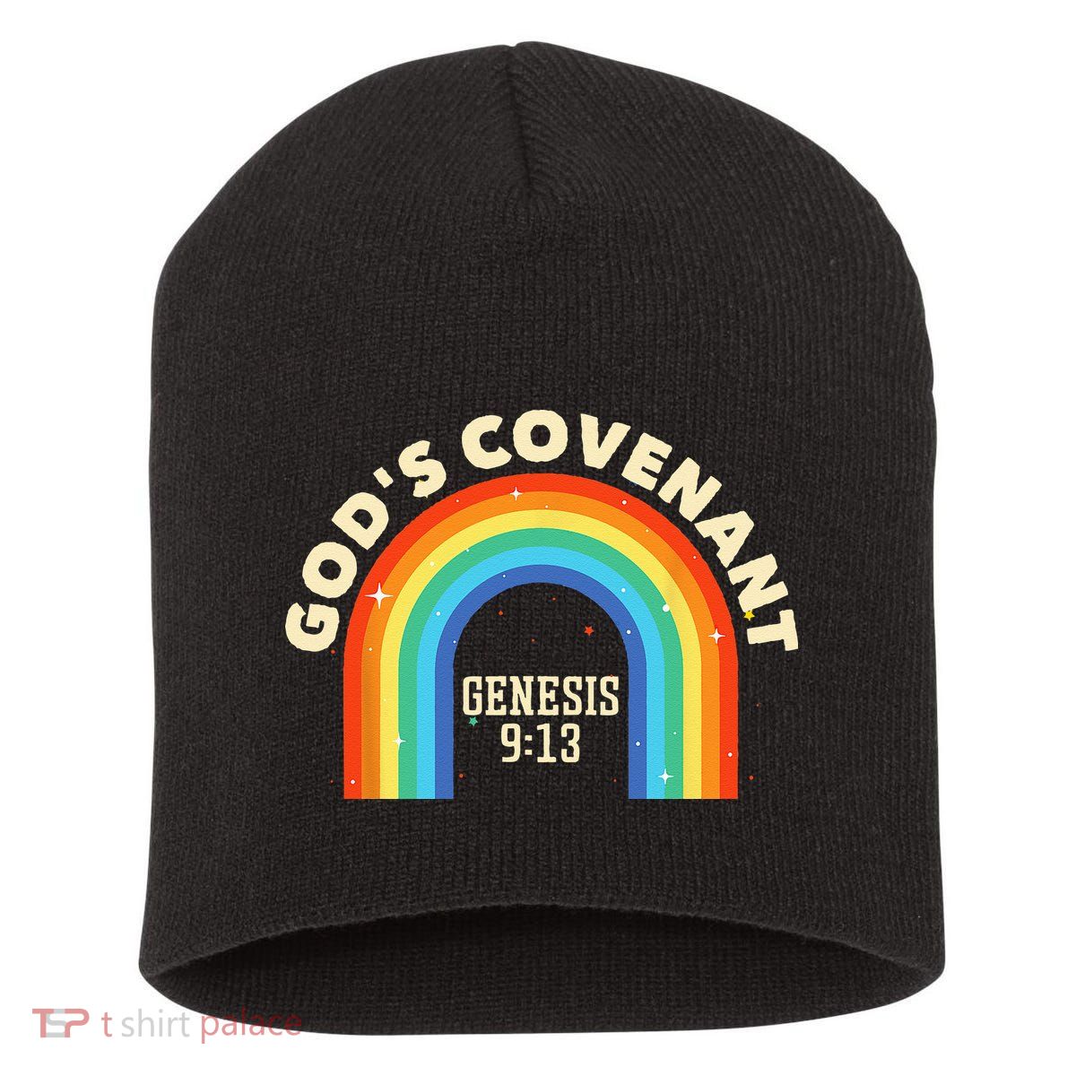 Rainbow God's Covenant Genesis 913 Bible Christian Lover Short Acrylic Beanie
