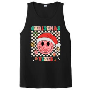 Retro Groovy Christmas Vibes Funny Smile Face SantaS Hat Gift PosiCharge Competitor Tank