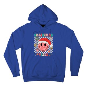 Retro Groovy Christmas Vibes Funny Smile Face SantaS Hat Gift Hoodie