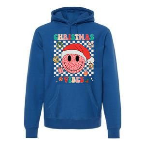 Retro Groovy Christmas Vibes Funny Smile Face SantaS Hat Gift Premium Hoodie