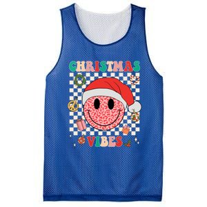 Retro Groovy Christmas Vibes Funny Smile Face SantaS Hat Gift Mesh Reversible Basketball Jersey Tank