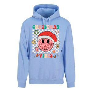 Retro Groovy Christmas Vibes Funny Smile Face SantaS Hat Gift Unisex Surf Hoodie