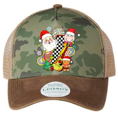 Retro Groovy Christmas Vibes Trendy Smile Face Santa Claus Gift Legacy Tie Dye Trucker Hat