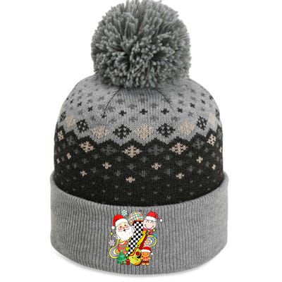 Retro Groovy Christmas Vibes Trendy Smile Face Santa Claus Gift The Baniff Cuffed Pom Beanie