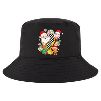 Retro Groovy Christmas Vibes Trendy Smile Face Santa Claus Gift Cool Comfort Performance Bucket Hat