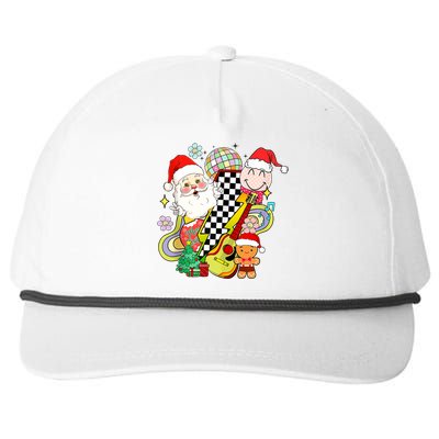 Retro Groovy Christmas Vibes Trendy Smile Face Santa Claus Gift Snapback Five-Panel Rope Hat