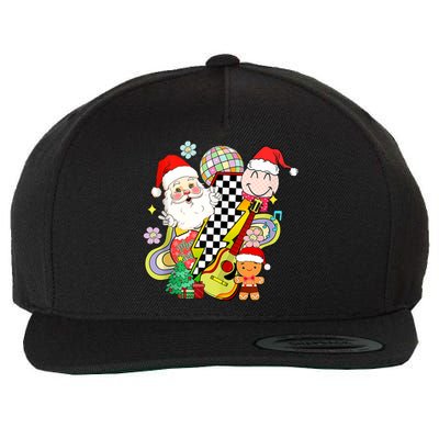 Retro Groovy Christmas Vibes Trendy Smile Face Santa Claus Gift Wool Snapback Cap