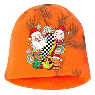 Retro Groovy Christmas Vibes Trendy Smile Face Santa Claus Gift Kati - Camo Knit Beanie