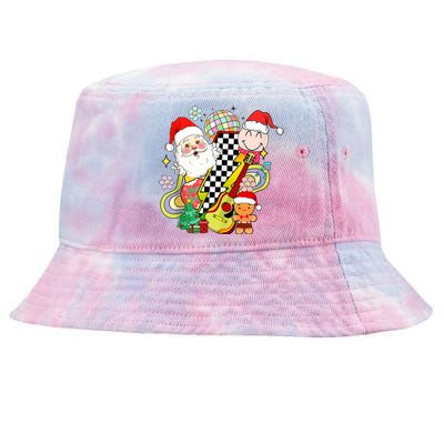 Retro Groovy Christmas Vibes Trendy Smile Face Santa Claus Gift Tie-Dyed Bucket Hat