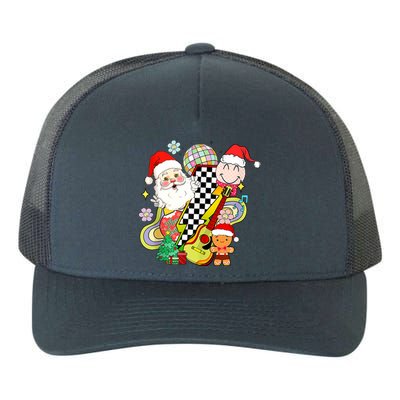 Retro Groovy Christmas Vibes Trendy Smile Face Santa Claus Gift Yupoong Adult 5-Panel Trucker Hat