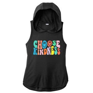 Retro Groovy Choose Kindness Be Kind Inspirational Teacher Ladies PosiCharge Tri-Blend Wicking Draft Hoodie Tank