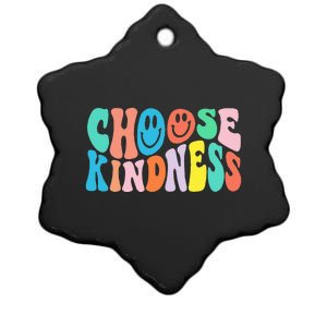 Retro Groovy Choose Kindness Be Kind Inspirational Teacher Ceramic Star Ornament