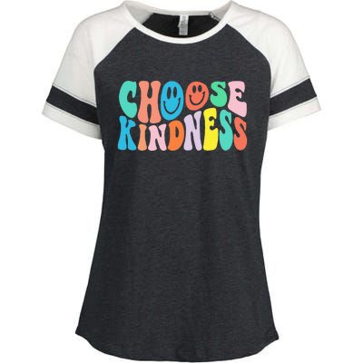 Retro Groovy Choose Kindness Be Kind Inspirational Teacher Enza Ladies Jersey Colorblock Tee