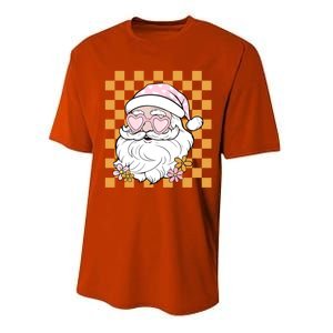 Retro Groovy Christmas Vibes Trendy Smile Face Santa Claus Gift Performance Sprint T-Shirt