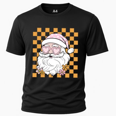 Retro Groovy Christmas Vibes Trendy Smile Face Santa Claus Gift Performance Shirt